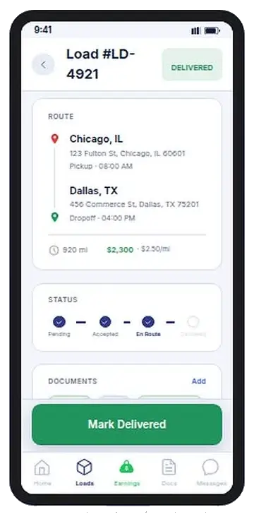 FleetOS One-tap delivery